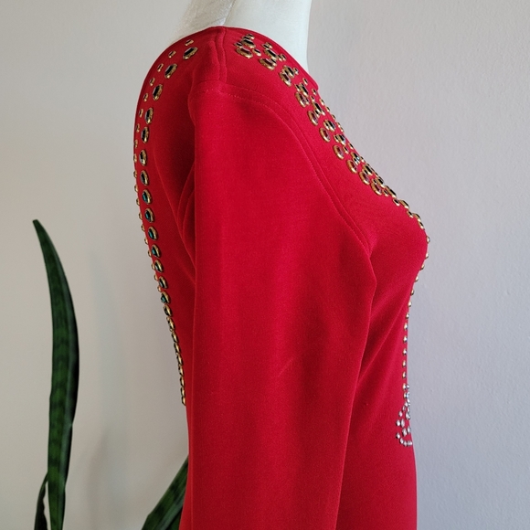 VTG 80s Tadashi Bejeweled Bodycon Dress - Picture 7 of 16